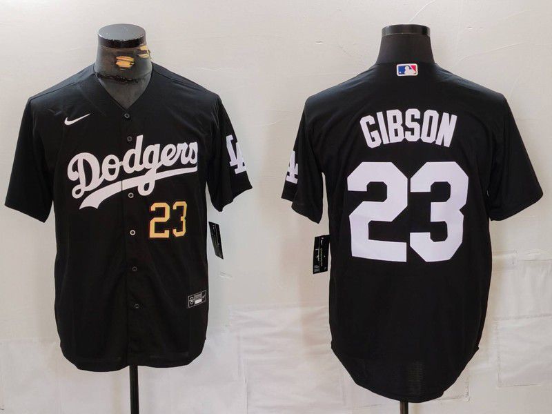 Men Los Angeles Dodgers #23 Gibson Black Nike Game 2024 MLB Jersey style 1